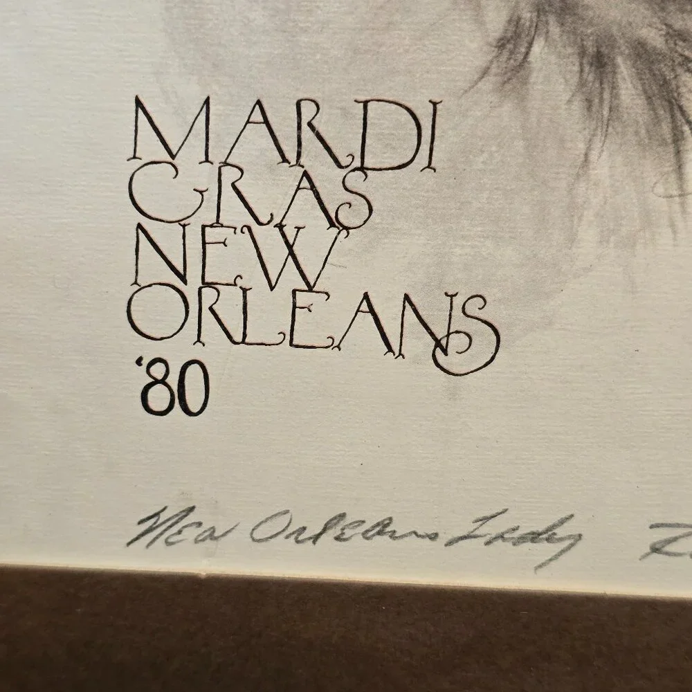 1980 JAMES RUSSELL signed and embossed sealed Mardi Gras Print, New Orleans